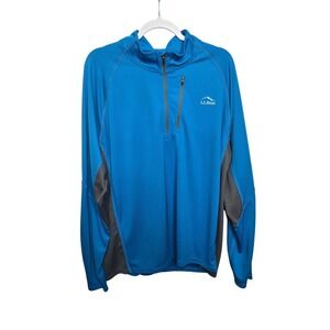 LL Bean Quarter Zip Pullover Mens XXL Blue Grey Quarter Zip Performance Shirt